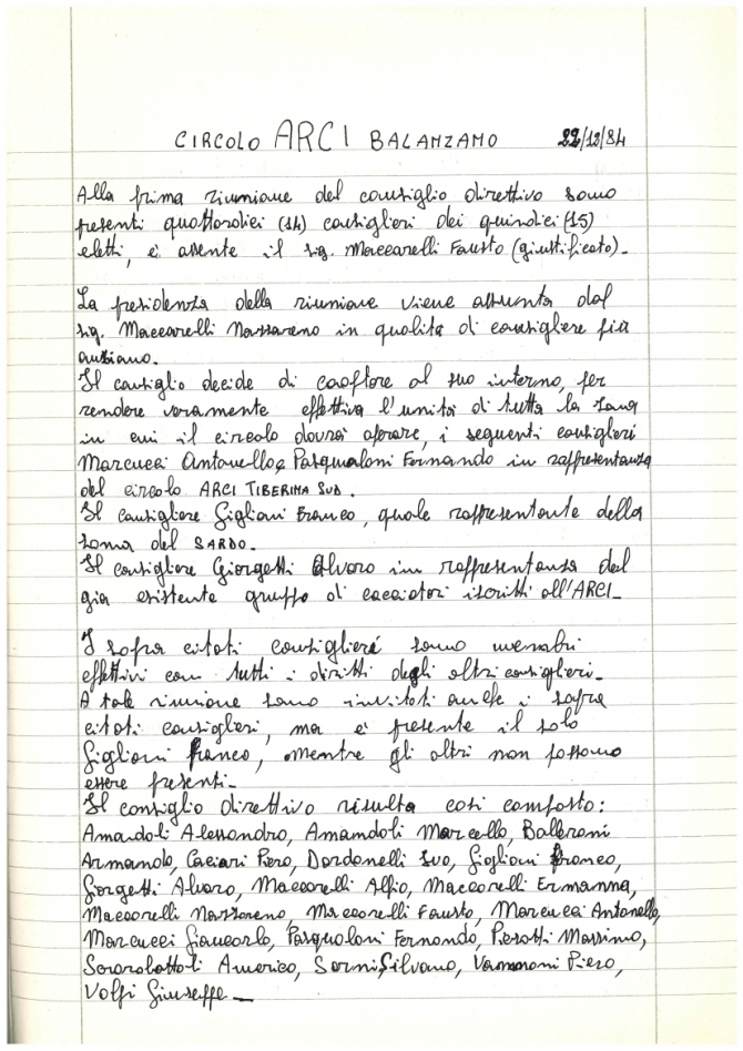 ATTO  COSTITUTIVO - Circolo  A.R.C.I.  Balanzano